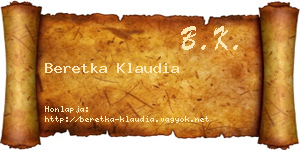 Beretka Klaudia névjegykártya